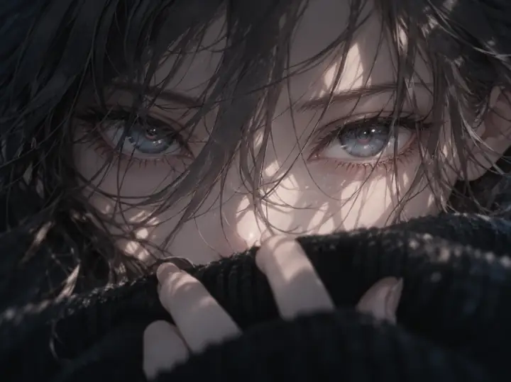 A close-cropped illustrated character with softer hair and eye details.