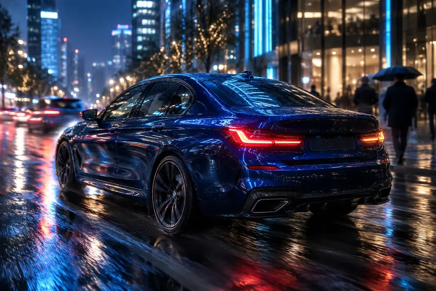 Illustrative photograph of a blue car with softened details