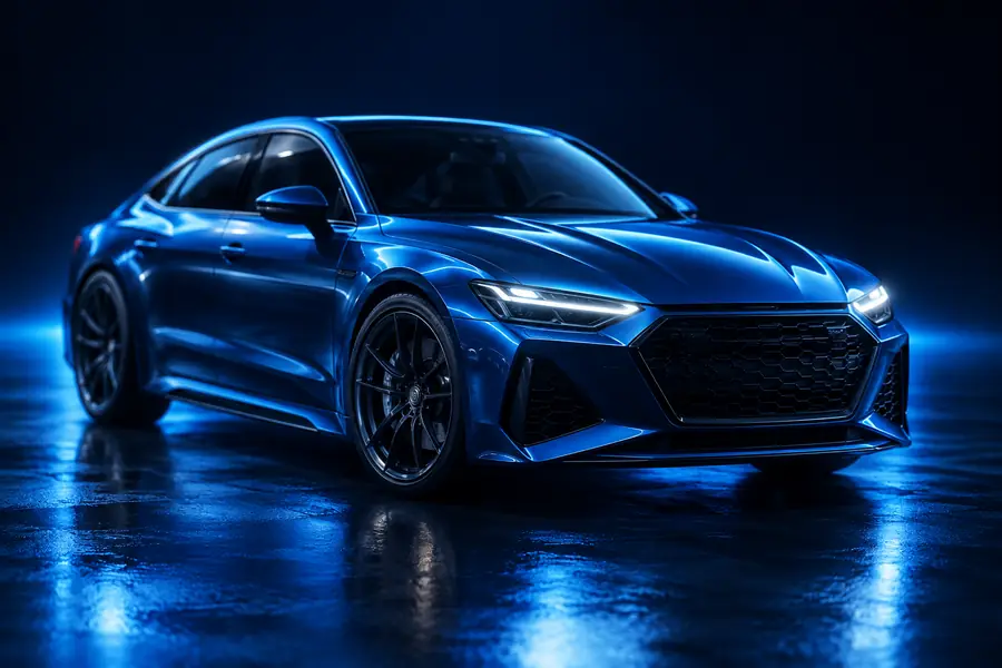 Illustrative photograph of a blue car with softened edges